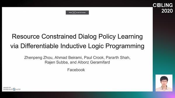 Resource Constrained Dialog Policy Learning via Differentiable Inductive Logic Programming