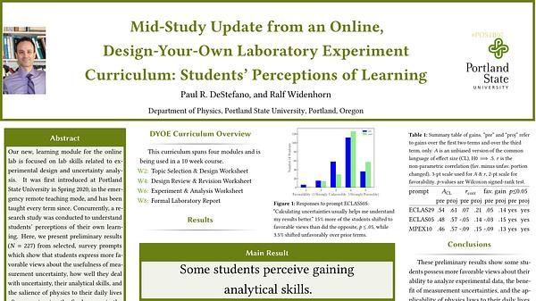 Mid-Study Update from an Online Design-Your-Own Labortory Experiment Curriculum