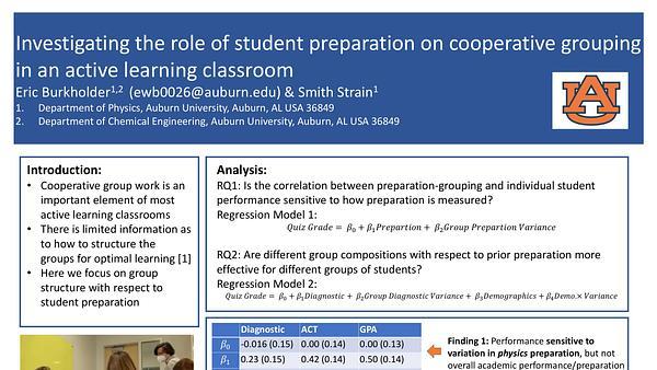 Investigating the role of student preparation on cooperative grouping in an active learning classroom