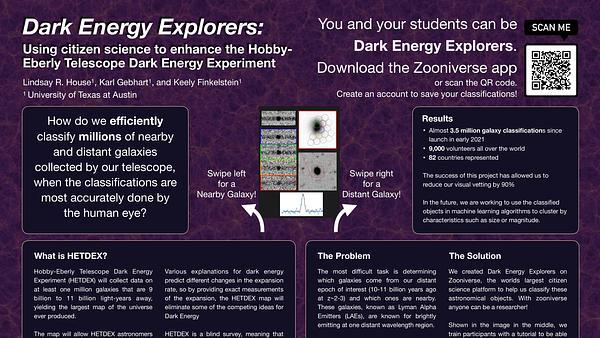 Dark Energy Explorers - Using Citizen Science to enhance the Hobby-Eberly Telescope Dark Energy Experiment (HETDEX)