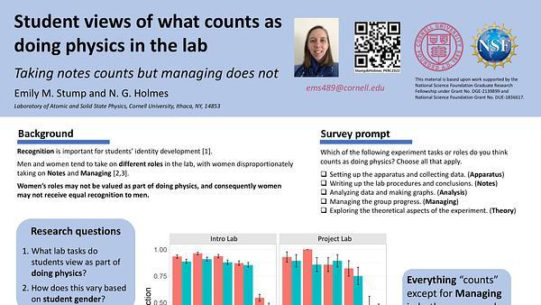 Student views of what counts as doing physics in the lab