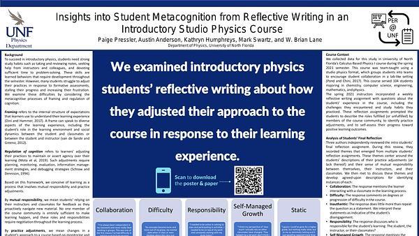 Insights into Student Metacognition from Reflective Writing in an Introductory Studio Physics Course