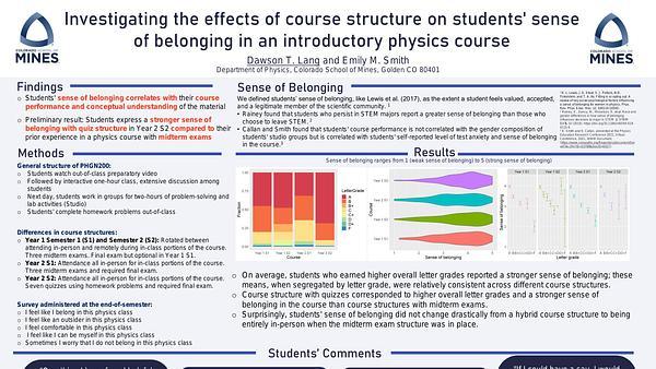 Investigating the effects of course structure on students' sense of belonging and course performance