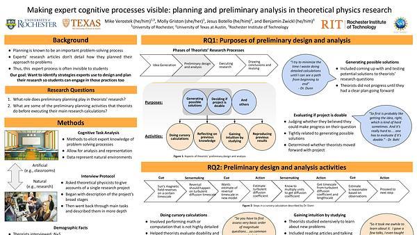 Making expert cognitive processes visible: planning and preliminary analysis in theoretical physics research