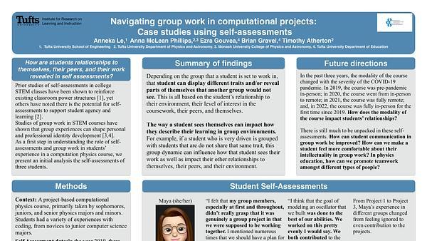 Navigating group work in computational projects:Case studies using self-assessments