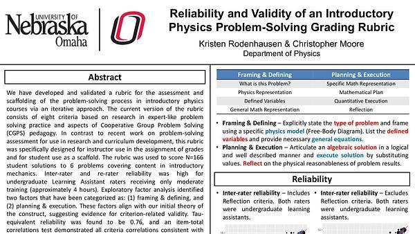 Reliability and Validity of an Introductory Physics Problem-Solving Grading Rubric