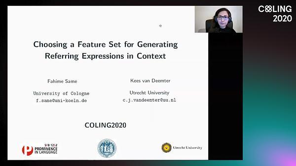 Choosing a Feature Set for Generating Referring Expressions in Context
