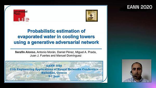 Probabilistic estimation of evaporated water in cooling towers using a generative adversarial network