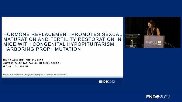 Hormone replacement promotes sexual maturation and fertility restoration in mice with congenital hypopituitarism harboring Prop1 mutation