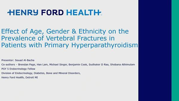 Effect of Age, Gender, & Ethnicity on the Prevalence of Vertebral fractures in Patients with Primary Hyperparathyroidism