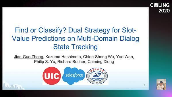 Find or Classify? Dual Strategy for Slot-Value Predictions on Multi-Domain Dialog State Tracking