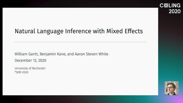 Natural Language Inference with Mixed Effects