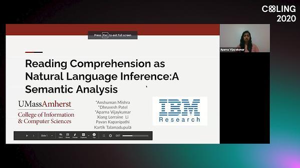 Reading Comprehension as Natural Language Inference: A Semantic Analysis