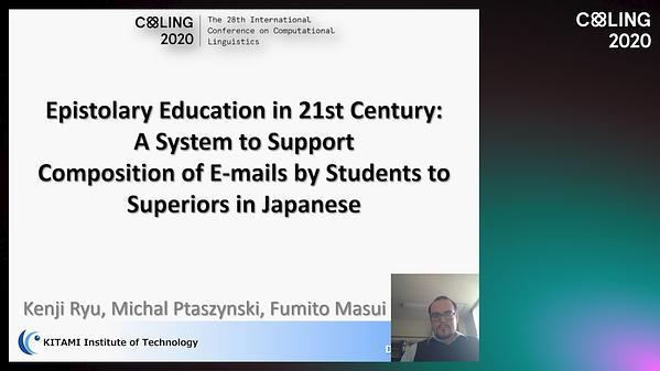 Epistolary Education in 21st Century: A System to Support Composition of E-mails by Students to Superiors in Japanese