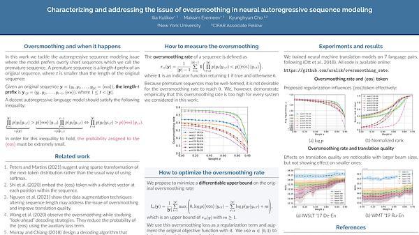 Characterizing and addressing the issue of oversmoothing in neural autoregressive sequence modeling