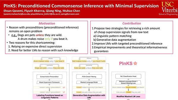 PInKS: Preconditioned Commonsense Inference with Minimal Supervision