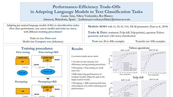 Performance-Efficiency Trade-Offs in Adapting Language Models to Text Classification Tasks