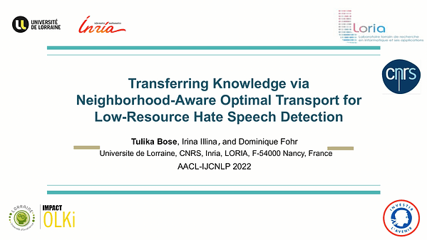 Transferring Knowledge via Neighborhood-aware Optimal Transport for Low-resource Hate Speech Detection