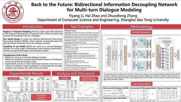 Back to the Future: Bidirectional Information Decoupling Network for Multi-turn Dialogue Modeling