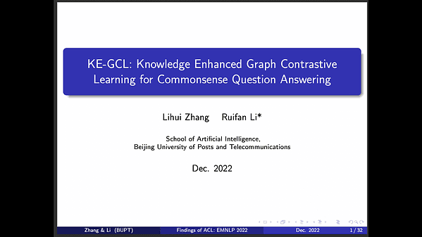 KE-GCL: Knowledge Enhanced Graph Contrastive Learning for Commonsense Question Answering