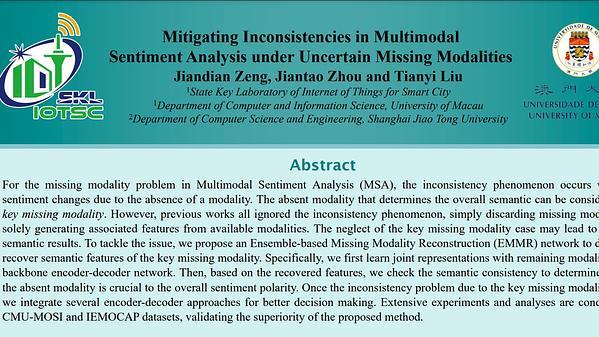 Mitigating Inconsistencies in Multimodal Sentiment Analysis under Uncertain Missing Modalities