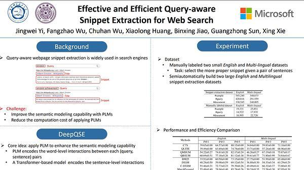 Effective and Efficient Query-aware Snippet Extraction for Web Search