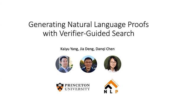 Generating Natural Language Proofs with Verifier-Guided Search