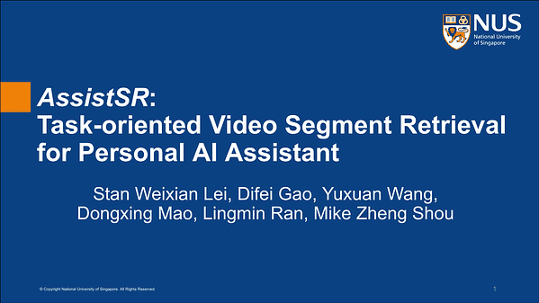 AssistSR: Task-oriented Video Segment Retrieval for Personal AI Assistant