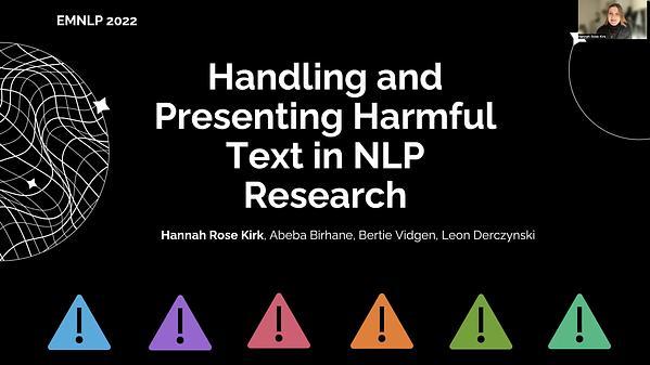 Handling and Presenting Harmful Text in NLP Research