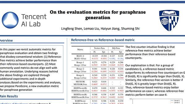On the Evaluation Metrics for Paraphrase Generation