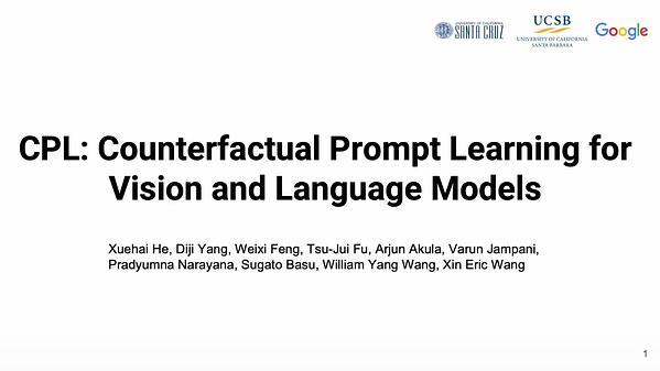 CPL: Counterfactual Prompt Learning for Vision and Language Models