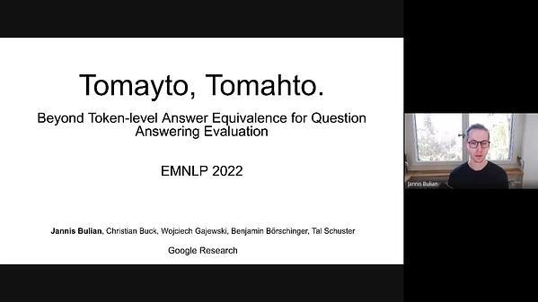 Tomayto, Tomahto. Beyond Token-level Answer Equivalence for Question Answering Evaluation