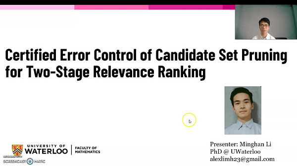 Certified Error Control of Candidate Set Pruning for Two-Stage Relevance Ranking