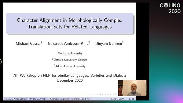 Character Alignment in Morphologically Complex Translation Sets for Related Languages