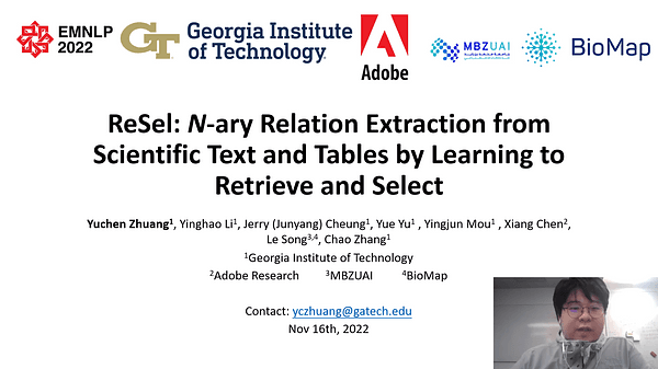 ReSel: N-ary Relation Extraction from Scientific Text and Tables by Learning to Retrieve and Select