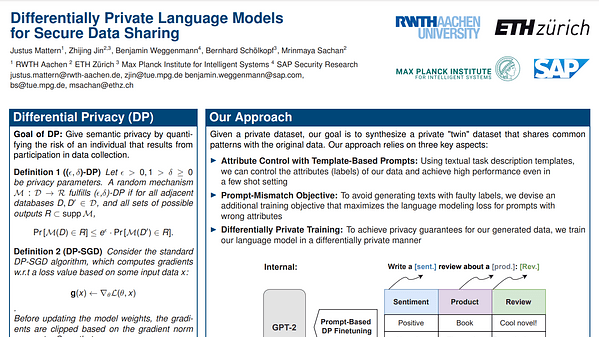 Differentially Private Language Models for Secure Data Sharing