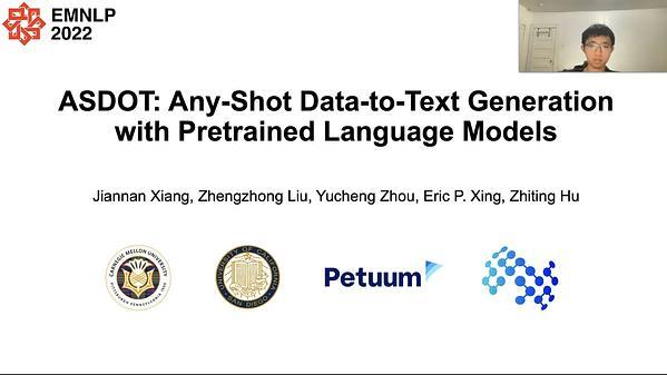 ASDOT: Any-Shot Data-to-Text Generation with Pretrained Language Models