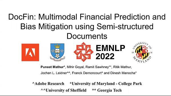 DocFin: Multimodal Financial Prediction and Bias Mitigation using Semi-structured Documents