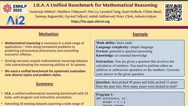LILA: A Unified Benchmark for Mathematical Reasoning