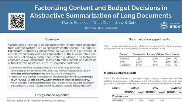 Factorizing Content and Budget Decisions in Abstractive Summarization of Long Documents