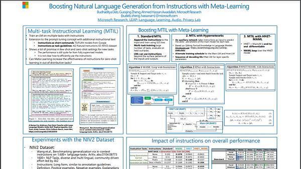 Boosting Natural Language Generation from Instructions with Meta-Learning