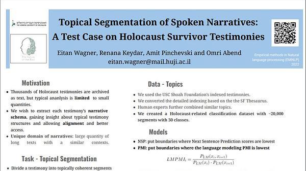 Topical Segmentation of Spoken Narratives: A Test Case on Holocaust Survivor Testimonies