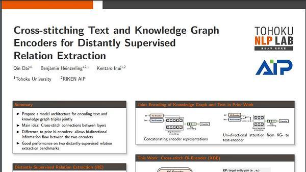 Cross-stitching Text and Knowledge Graph Encoders for Distantly Supervised Relation Extraction