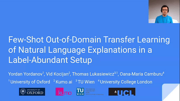 Few-Shot Out-of-Domain Transfer Learning of Natural Language Explanations in a Label-Abundant Setup