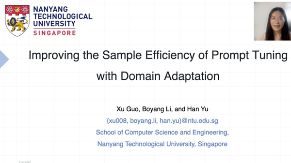 Improving the Sample Efficiency of Prompt Tuning with Domain Adaptation