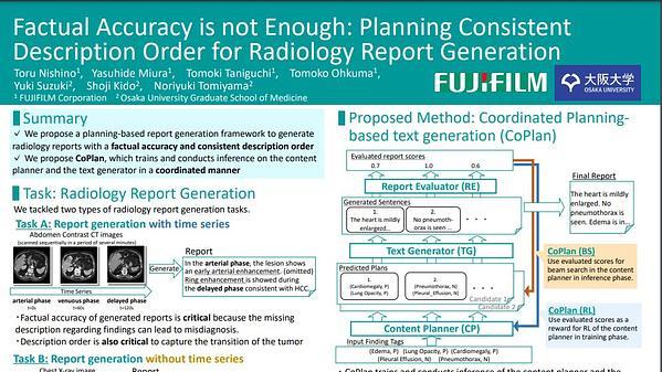 Factual Accuracy is not Enough: Planning Consistent Description Order for Radiology Report Generation