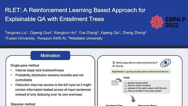 RLET: A Reinforcement Learning Based Approach for Explainable QA with Entailment Trees