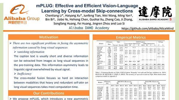 mPLUG: Effective and Efficient Vision-Language Learning by Cross-modal Skip-connections