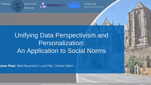 Unifying Data Perspectivism and Personalization: An Application to Social Norms