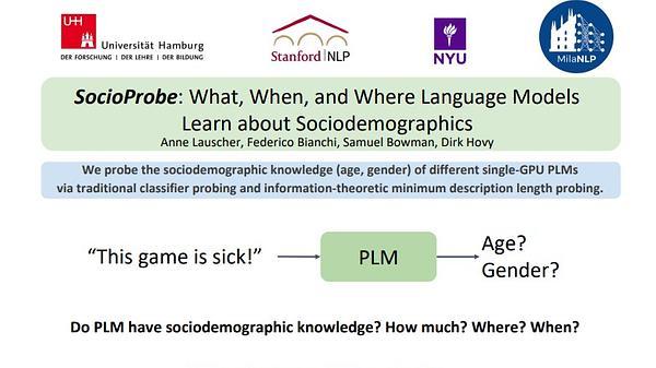 SocioProbe: What, When, and Where Language Models Learn about Sociodemographics